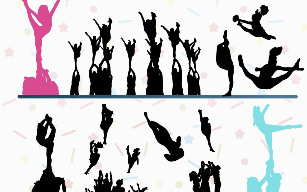 Cheerleading SVG & PNG Clipart Bundle – 17 Silhouettes for Stickers, Sublimation, Cricut | All-Star Stunts, Jumps and Tumbling